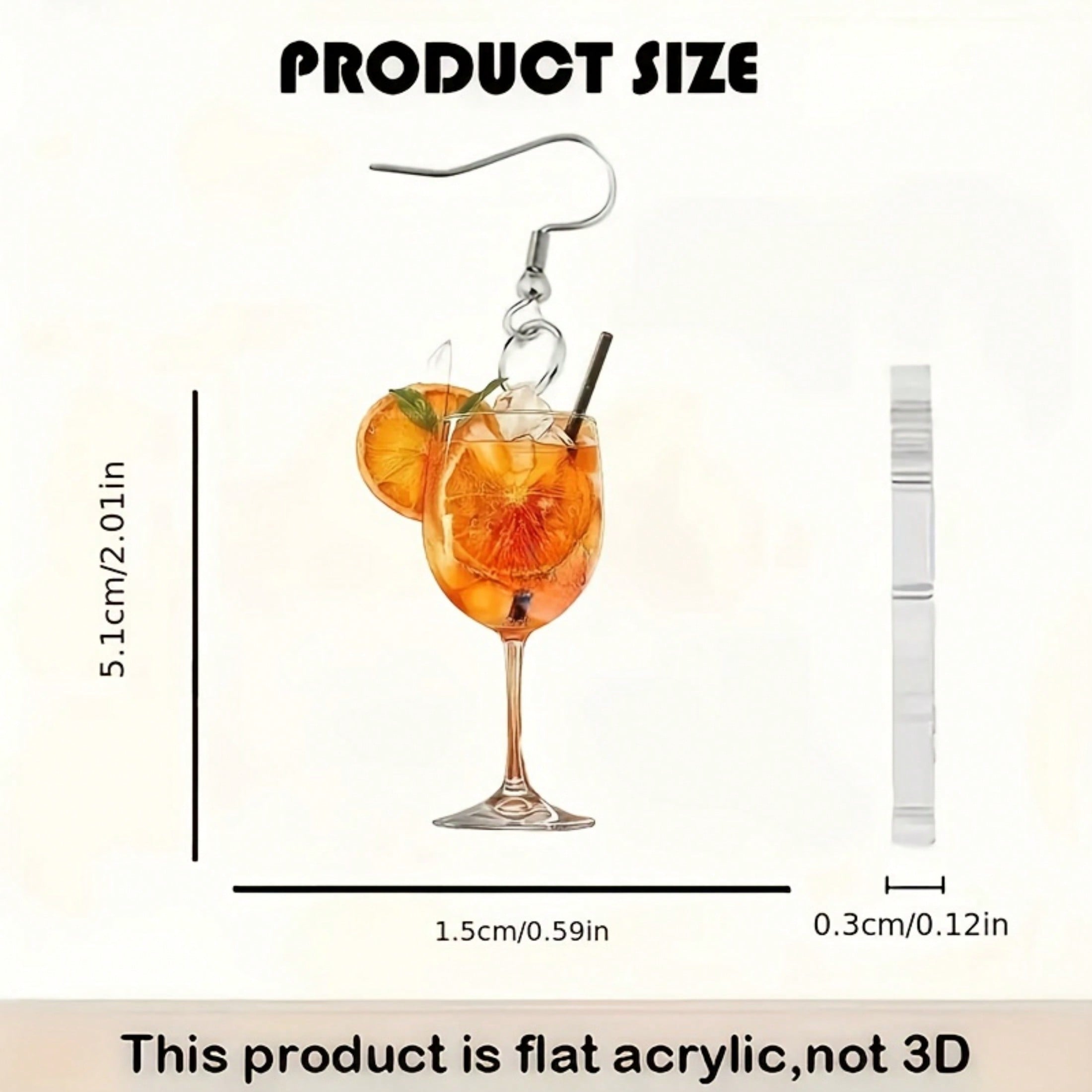 1 Pair Of 2D Plane Acrylic Juice Wine Glass Pendant Earrings, Women's Casual & Versatile Earrings – Fashion-Forward Design For Travel, Outdoor Trips & Parties, Suitable For Valentine's Day, Anniversary, Birthday Presents & Daily Use