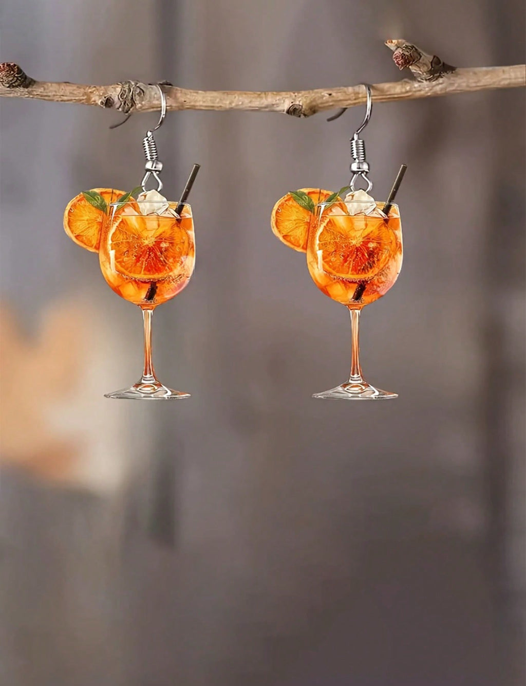 1 Pair Of 2D Plane Acrylic Juice Wine Glass Pendant Earrings, Women's Casual & Versatile Earrings – Fashion-Forward Design For Travel, Outdoor Trips & Parties, Suitable For Valentine's Day, Anniversary, Birthday Presents & Daily Use