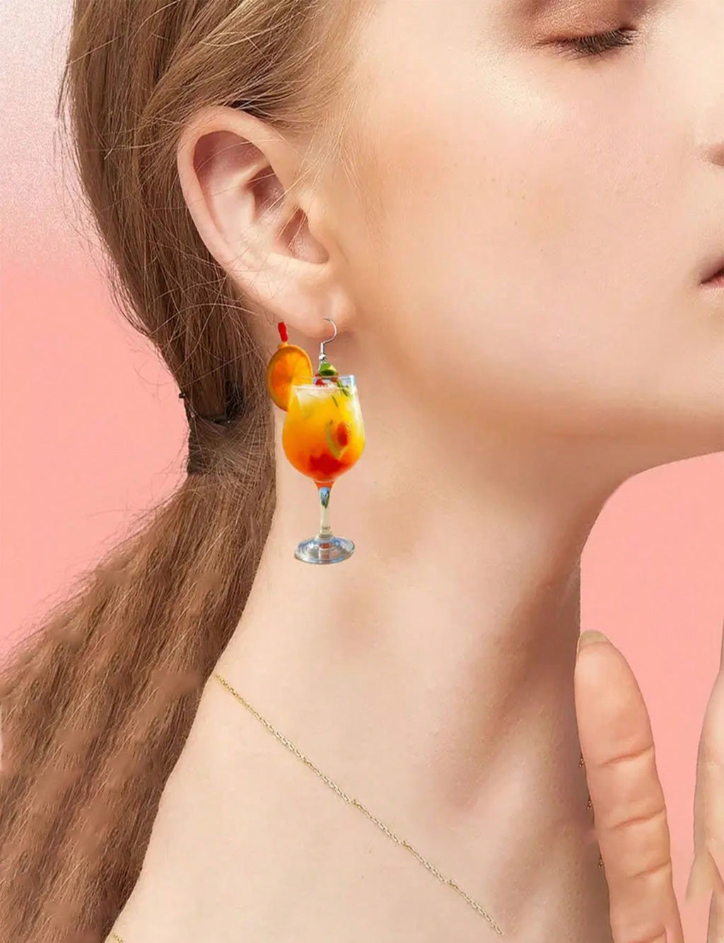 1 Pair Of 2D Plane Acrylic Juice Wine Glass Pendant Earrings, Women's Casual & Versatile Earrings – Fashion-Forward Design For Travel, Outdoor Trips & Parties, Suitable For Valentine's Day, Anniversary, Birthday Presents & Daily Use