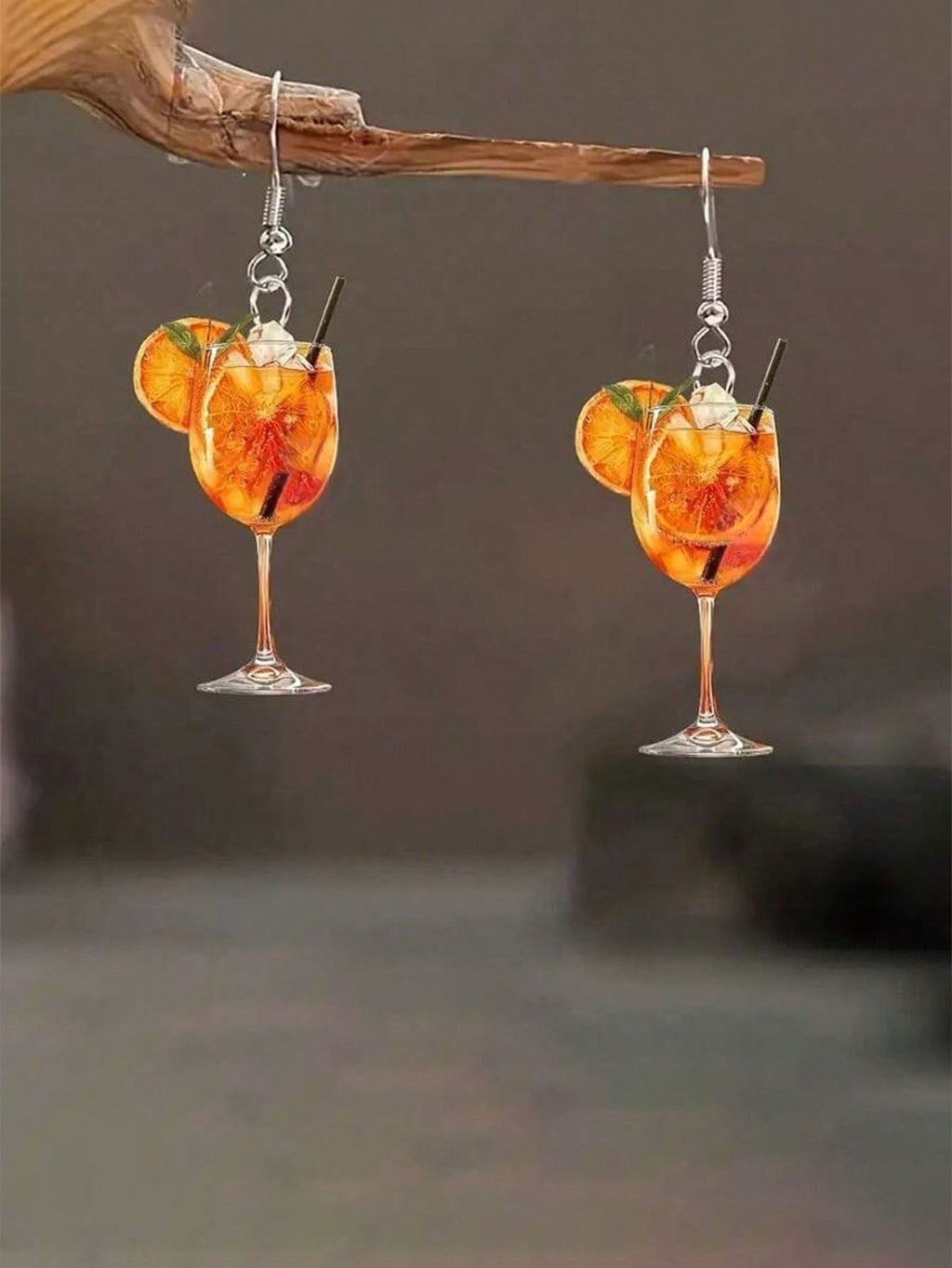 1 Pair Of 2D Plane Acrylic Juice Wine Glass Pendant Earrings, Women's Casual & Versatile Earrings – Fashion-Forward Design For Travel, Outdoor Trips & Parties, Suitable For Valentine's Day, Anniversary, Birthday Presents & Daily Use