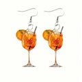 1 Pair Of 2D Plane Acrylic Juice Wine Glass Pendant Earrings, Women's Casual & Versatile Earrings – Fashion-Forward Design For Travel, Outdoor Trips & Parties, Suitable For Valentine's Day, Anniversary, Birthday Presents & Daily Use