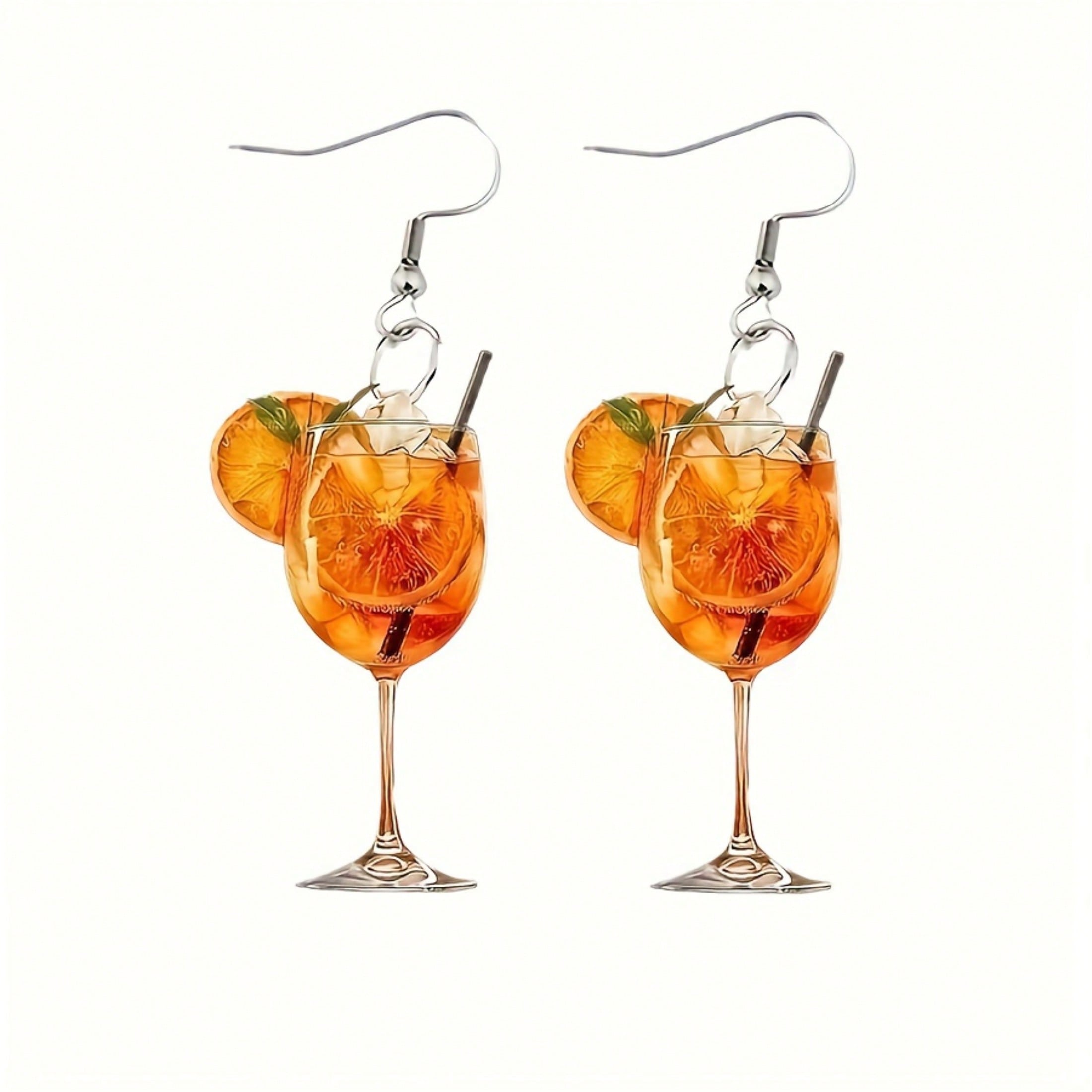 1 Pair Of 2D Plane Acrylic Juice Wine Glass Pendant Earrings, Women's Casual & Versatile Earrings – Fashion-Forward Design For Travel, Outdoor Trips & Parties, Suitable For Valentine's Day, Anniversary, Birthday Presents & Daily Use