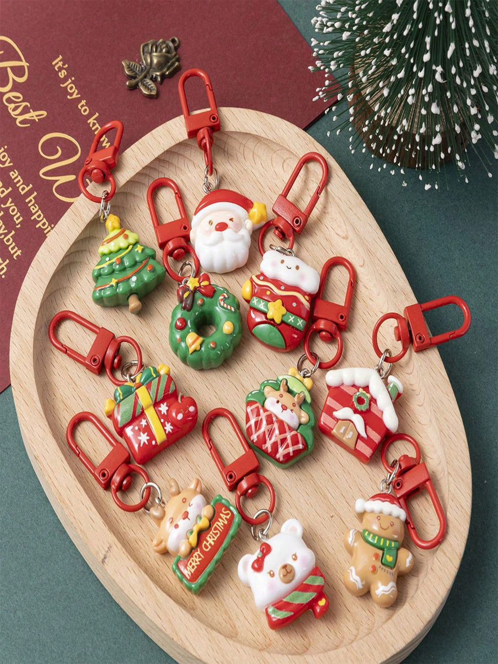 Cute Cartoon-Style Christmas Home Keychain, Santa Gift, Backpack Charm, Decorative Accessories - BFF Gift