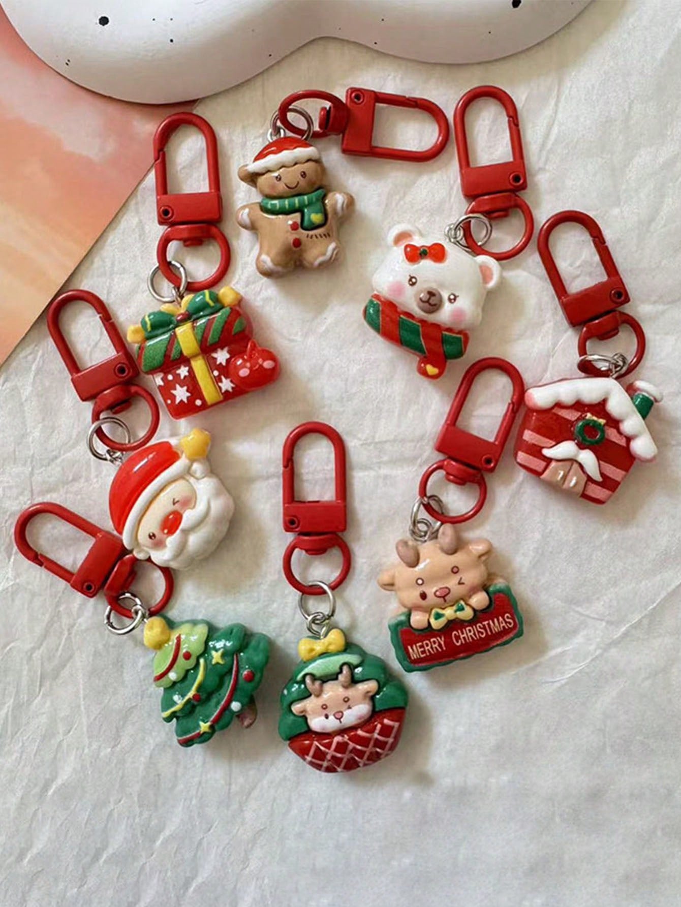 Cute Cartoon-Style Christmas Home Keychain, Santa Gift, Backpack Charm, Decorative Accessories - BFF Gift