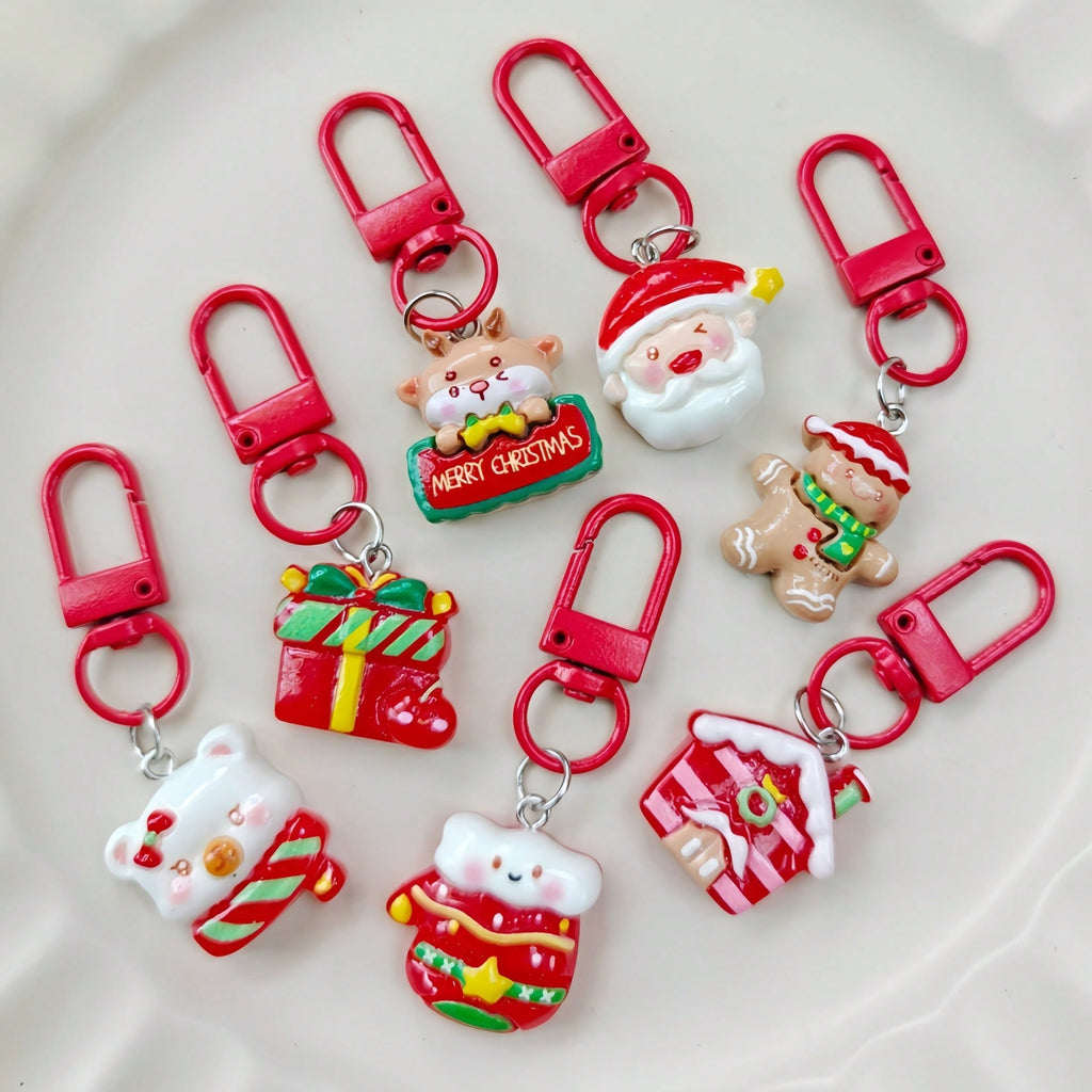 Cute Cartoon-Style Christmas Home Keychain, Santa Gift, Backpack Charm, Decorative Accessories - BFF Gift