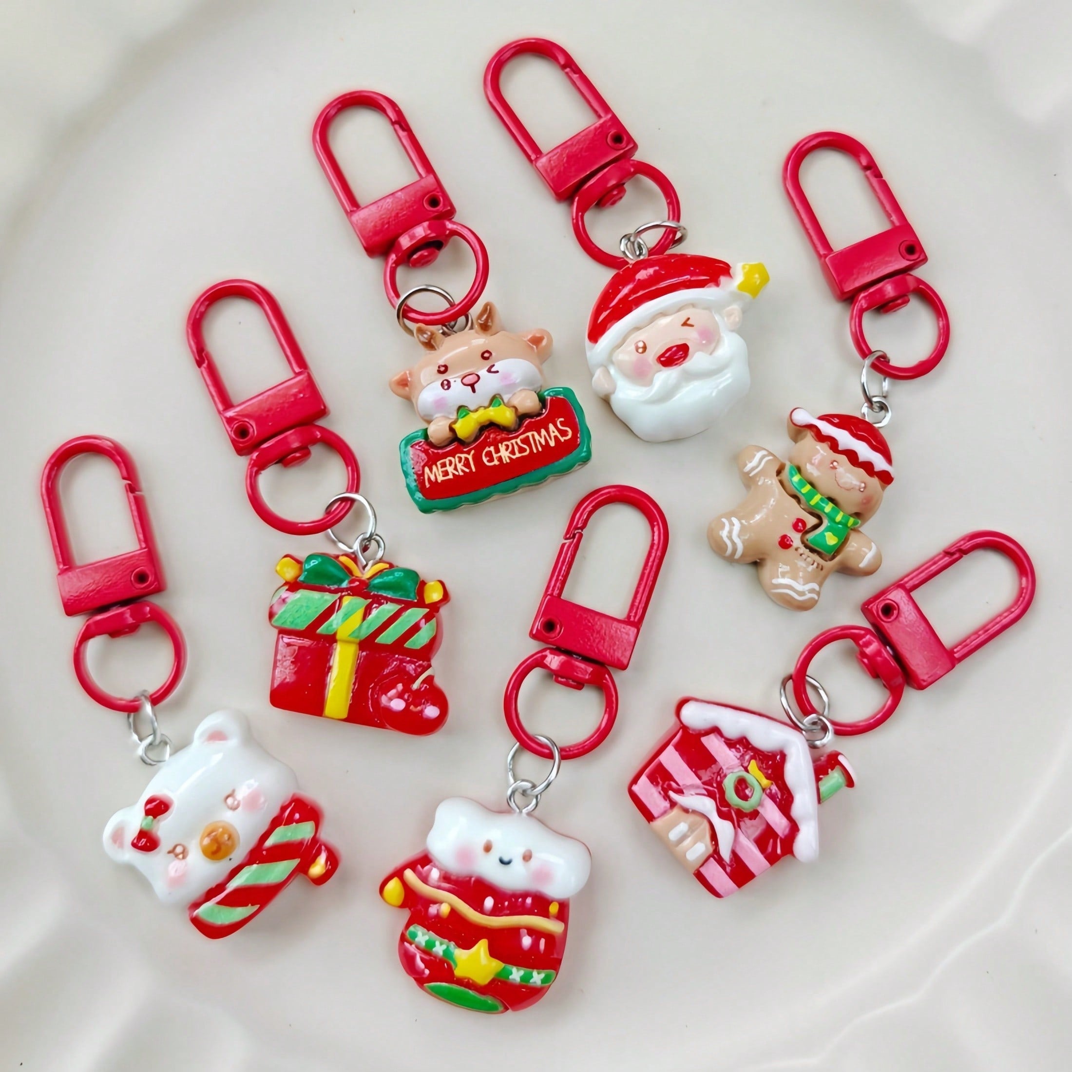 Cute Cartoon-Style Christmas Home Keychain, Santa Gift, Backpack Charm, Decorative Accessories - BFF Gift
