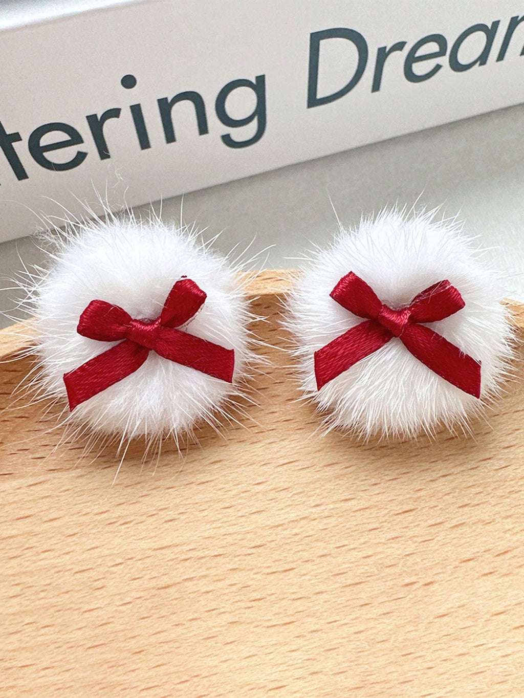 Elegant Red Bow Hair Clip - Christmas Plush Hair Decoration, Featuring Red Bow, Soft Plush Hair Clip, Ideal For Christmas, New Year, Festival Hair Accessories, Long-Lasting Hair Clip