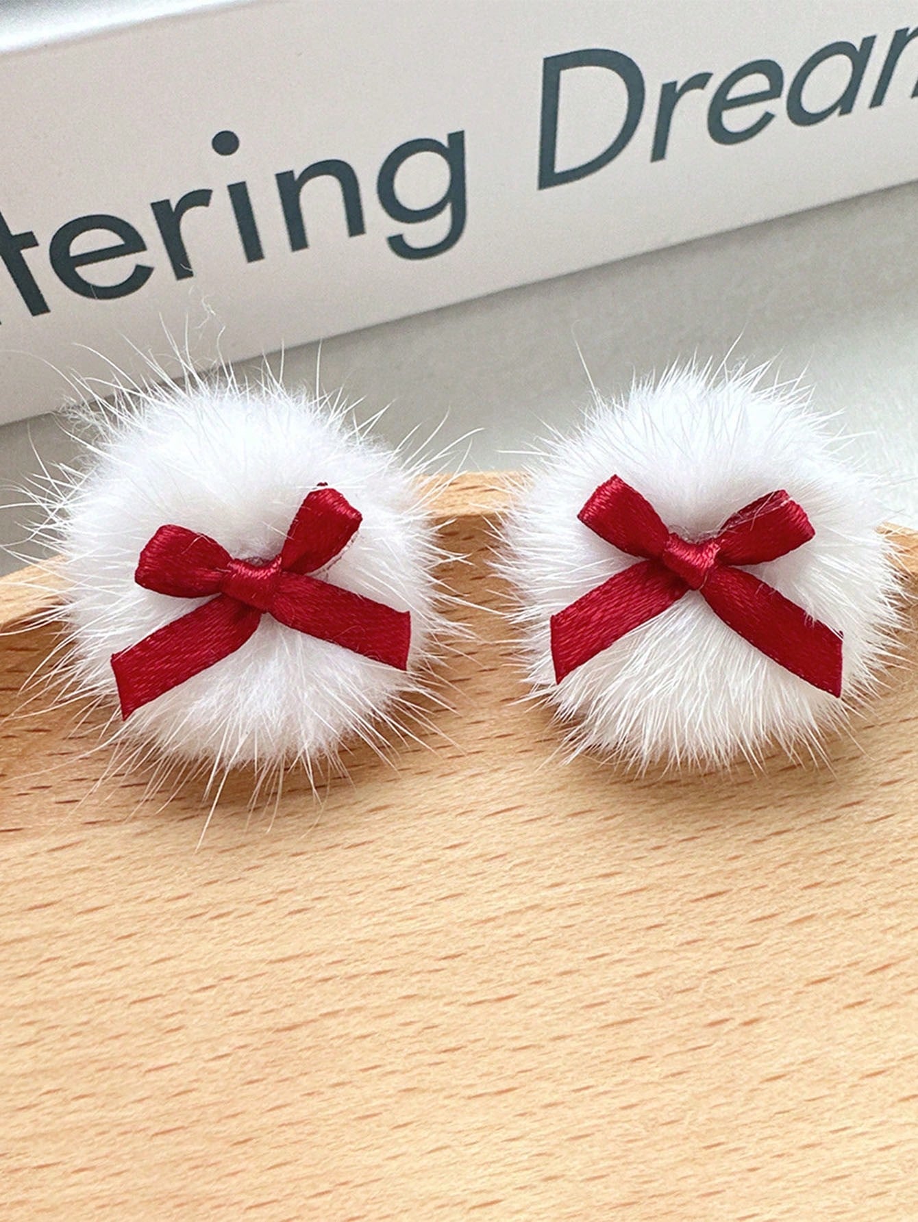 Elegant Red Bow Hair Clip - Christmas Plush Hair Decoration, Featuring Red Bow, Soft Plush Hair Clip, Ideal For Christmas, New Year, Festival Hair Accessories, Long-Lasting Hair Clip