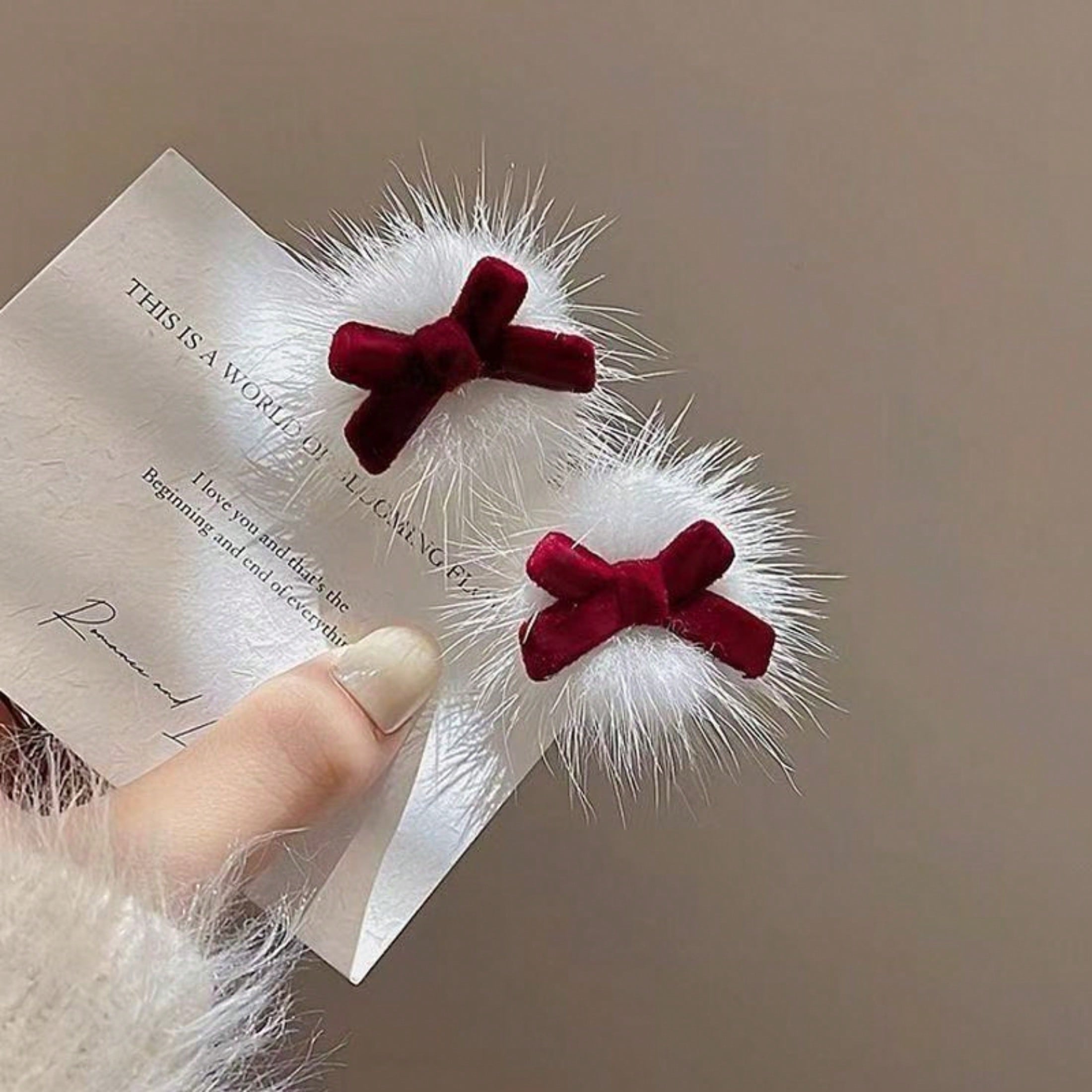 Elegant Red Bow Hair Clip - Christmas Plush Hair Decoration, Featuring Red Bow, Soft Plush Hair Clip, Ideal For Christmas, New Year, Festival Hair Accessories, Long-Lasting Hair Clip