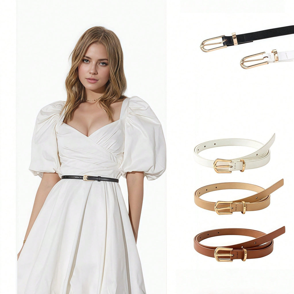 4pcs New Stylish Simple Durable Women's Belts - Highly Decorative, Suitable For Skirts & Jeans, Multifunctional For Summer & Daily School Use