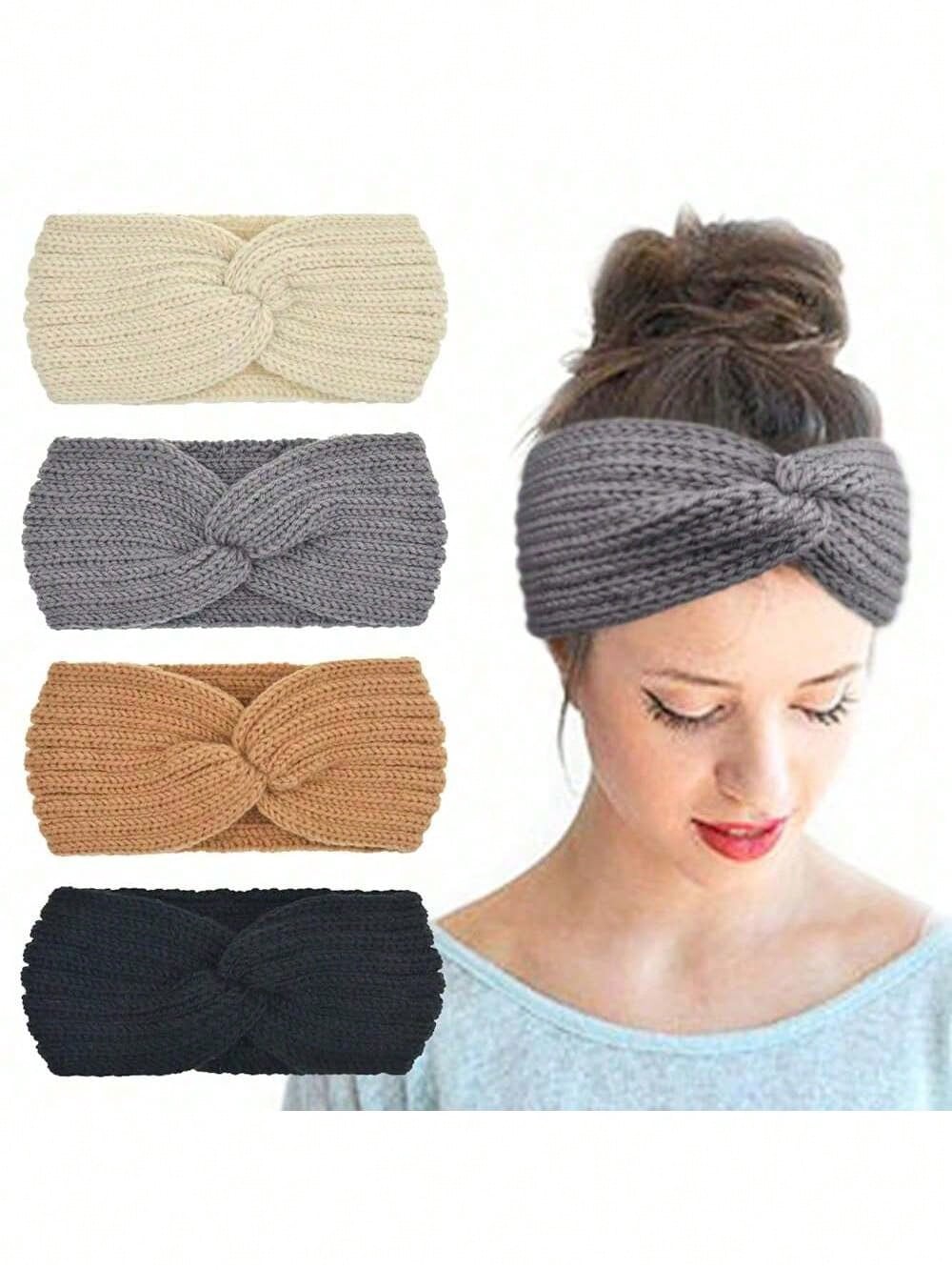 Knitted Warm And Soft Headband (Wool) For Women, Sports Wool Cross Headband, Sweet & Versatile Wide-Brimmed Headdress For Women