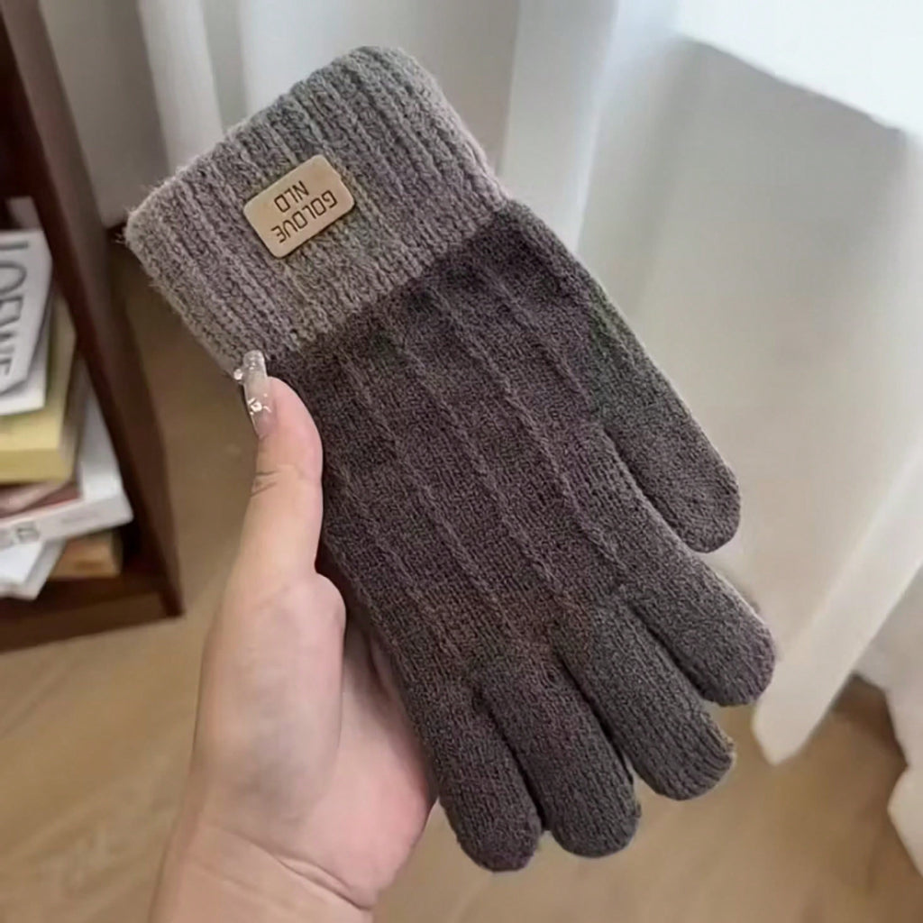 1pair Warm Knitted Adult Gloves With Touchscreen Capability, Minimalist Cute Outdoor Warm Gloves, Comfortable Gloves Fit For Cycling & Driving, Knitted Gloves For Using Mobile Phones, Dopamine Cute Adult Gloves