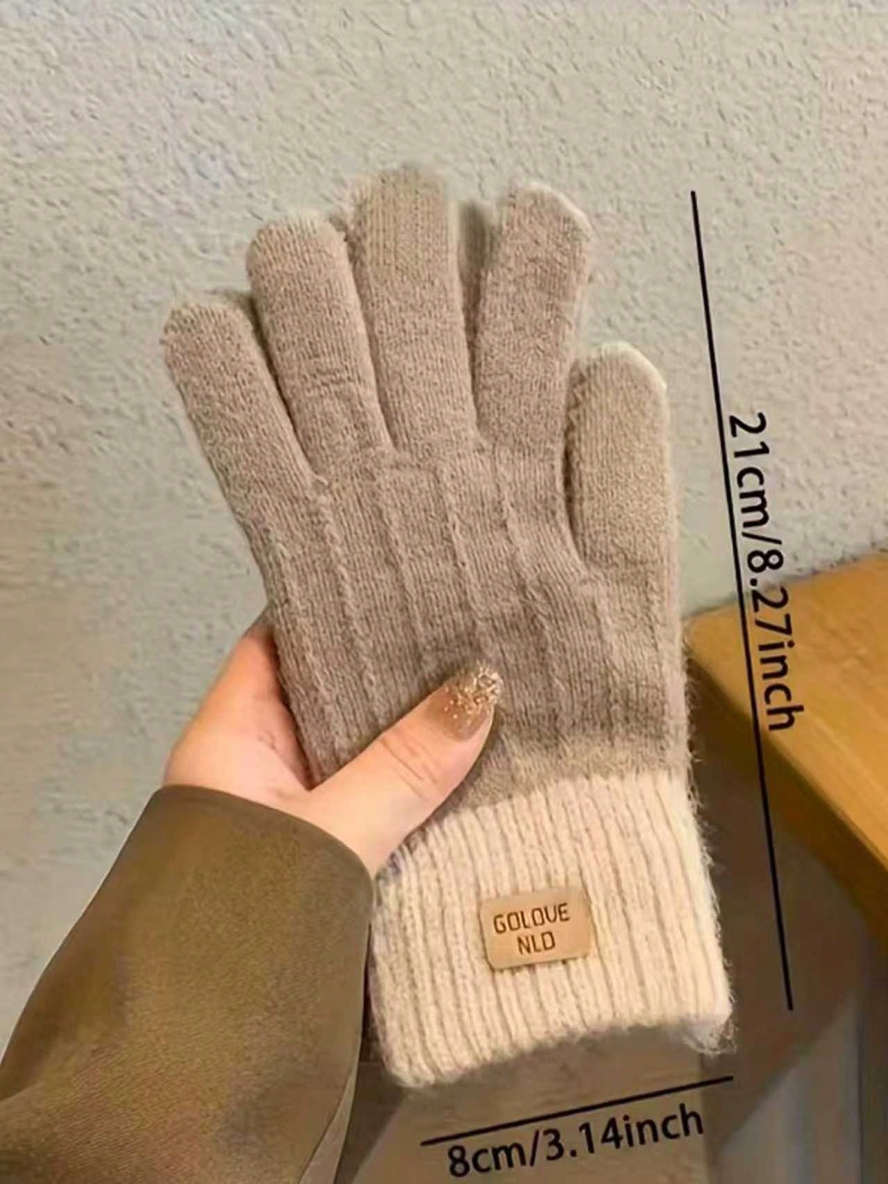 1pair Warm Knitted Adult Gloves With Touchscreen Capability, Minimalist Cute Outdoor Warm Gloves, Comfortable Gloves Fit For Cycling & Driving, Knitted Gloves For Using Mobile Phones, Dopamine Cute Adult Gloves