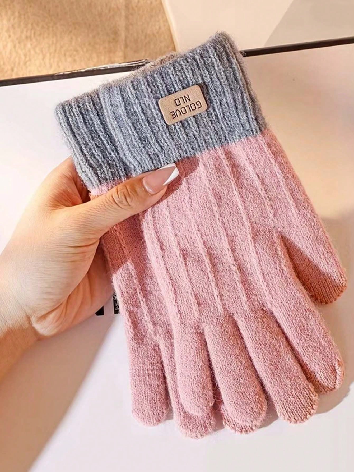 1pair Warm Knitted Adult Gloves With Touchscreen Capability, Minimalist Cute Outdoor Warm Gloves, Comfortable Gloves Fit For Cycling & Driving, Knitted Gloves For Using Mobile Phones, Dopamine Cute Adult Gloves