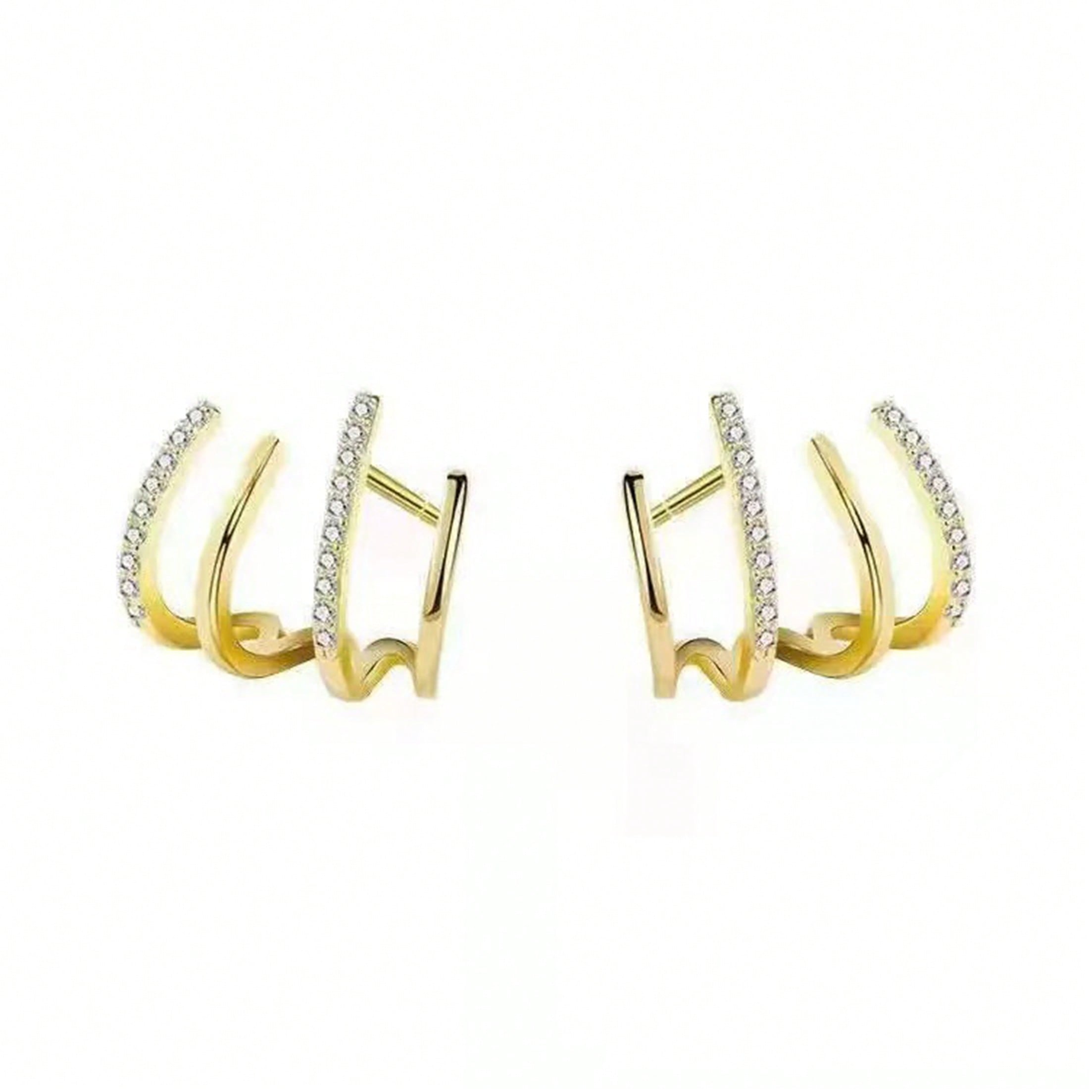 Women's Niche Design Four-Claw Ear Row Earrings, Simple High-End – Light Luxury Cold Style Internet Celebrity Studs