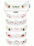 6 Sheets Christmas Freckles Face Tattoo, Trees Bow Gingerbread Man Bell - Cute Waterproof Temporary Stickers For Santa Claus Cosplay & Festivals