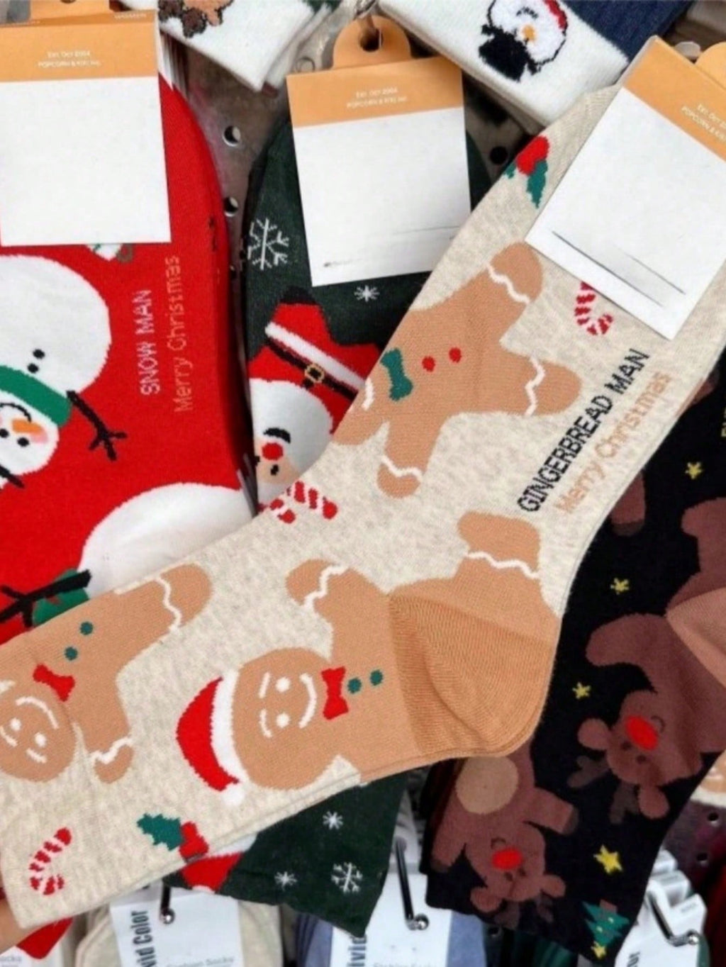 4 Pairs Of Women's Christmas Socks - Festive Snowman, Gingerbread Man, Reindeer, And Santa Claus Patterns, Warm And Comfortable Mid-Calf Socks, Cute Cartoon Design, Soft Holiday Colors For Winter Presents And Casual Wear, All-Season Comfortable Socks
