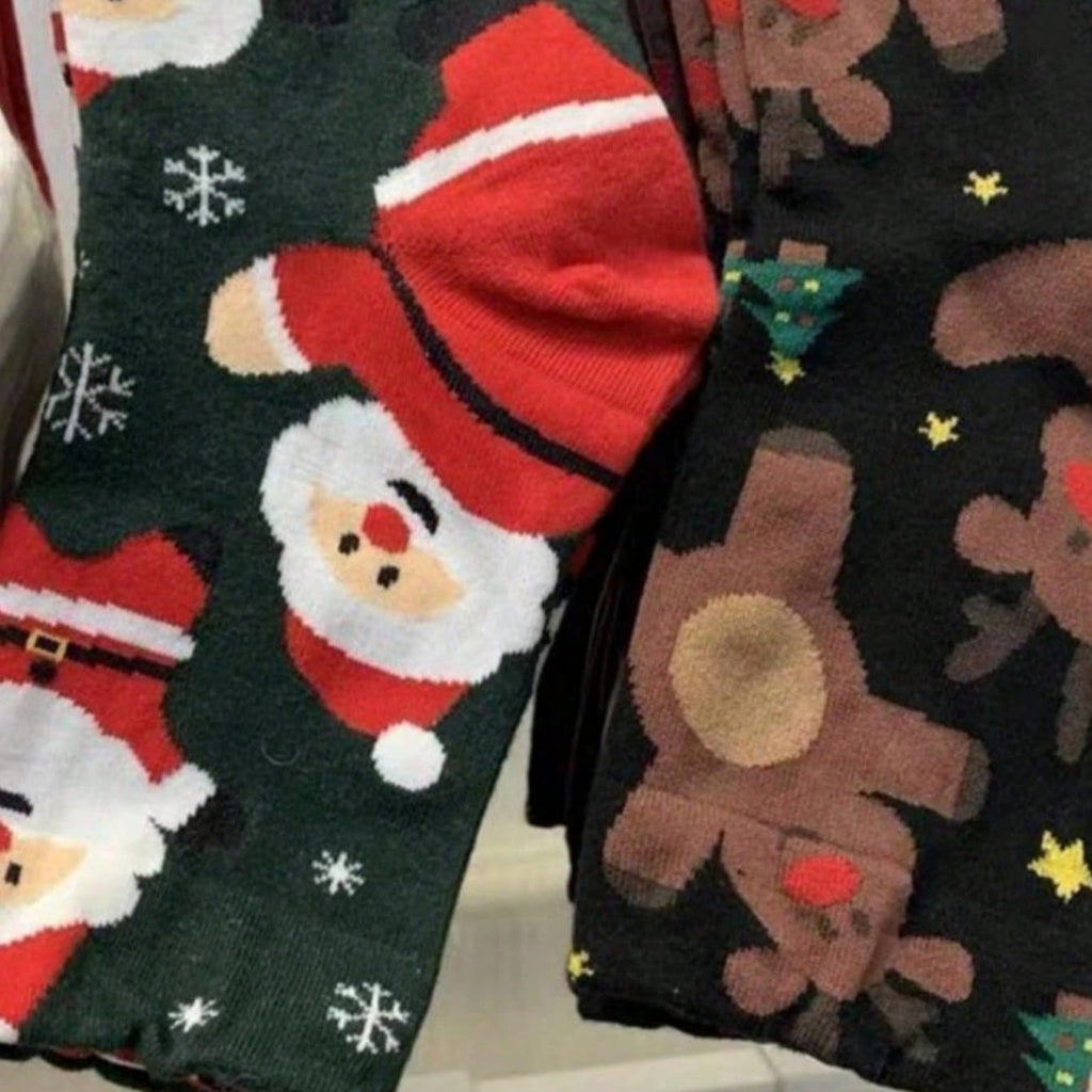 4 Pairs Of Women's Christmas Socks - Festive Snowman, Gingerbread Man, Reindeer, And Santa Claus Patterns, Warm And Comfortable Mid-Calf Socks, Cute Cartoon Design, Soft Holiday Colors For Winter Presents And Casual Wear, All-Season Comfortable Socks