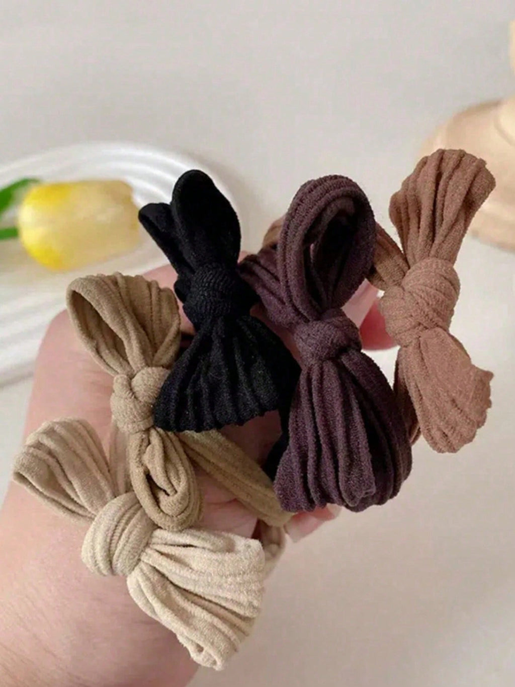 10 Pieces/Set High Elasticity Bow Hair Scrunchies, Suitable For Women & Girls, Seamless Thickened Black Hair Ties, Elastic Hair Bands, Hair-Friendly, Ponytail Holders, Hair Elastics