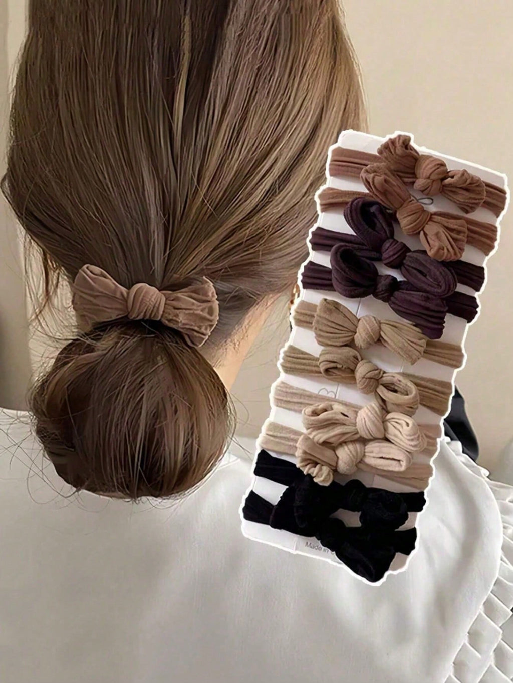10 Pieces/Set High Elasticity Bow Hair Scrunchies, Suitable For Women & Girls, Seamless Thickened Black Hair Ties, Elastic Hair Bands, Hair-Friendly, Ponytail Holders, Hair Elastics
