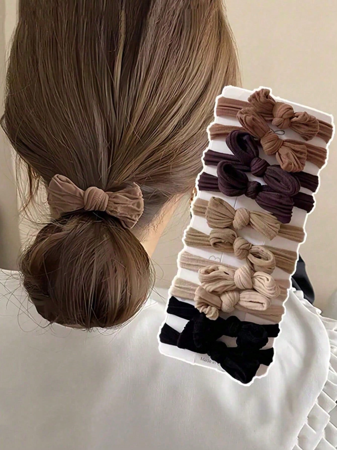 10 Pieces/Set High Elasticity Bow Hair Scrunchies, Suitable For Women & Girls, Seamless Thickened Black Hair Ties, Elastic Hair Bands, Hair-Friendly, Ponytail Holders, Hair Elastics