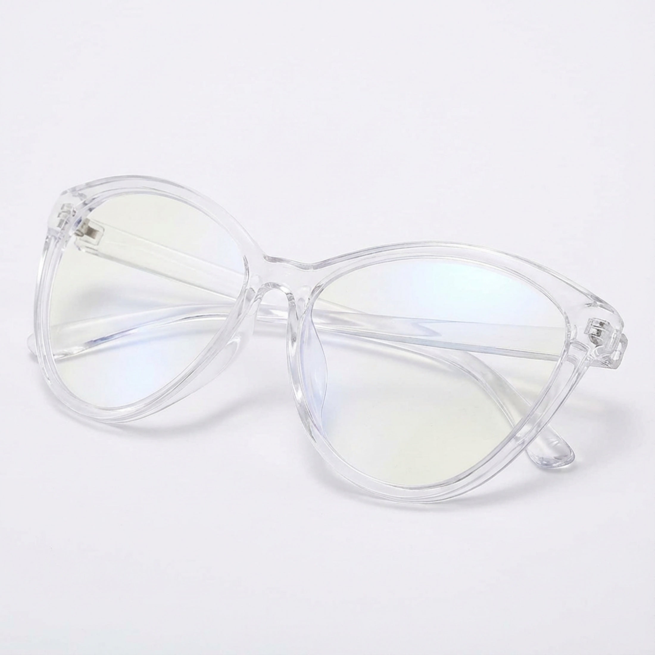 1 Pair Unisex White Cat Eye Frame Anti-Fatigue Digital Eye Glasses – High-Definition Light Clarity, Perfect for Long Daily Screen Sessions & Digital Eye Care