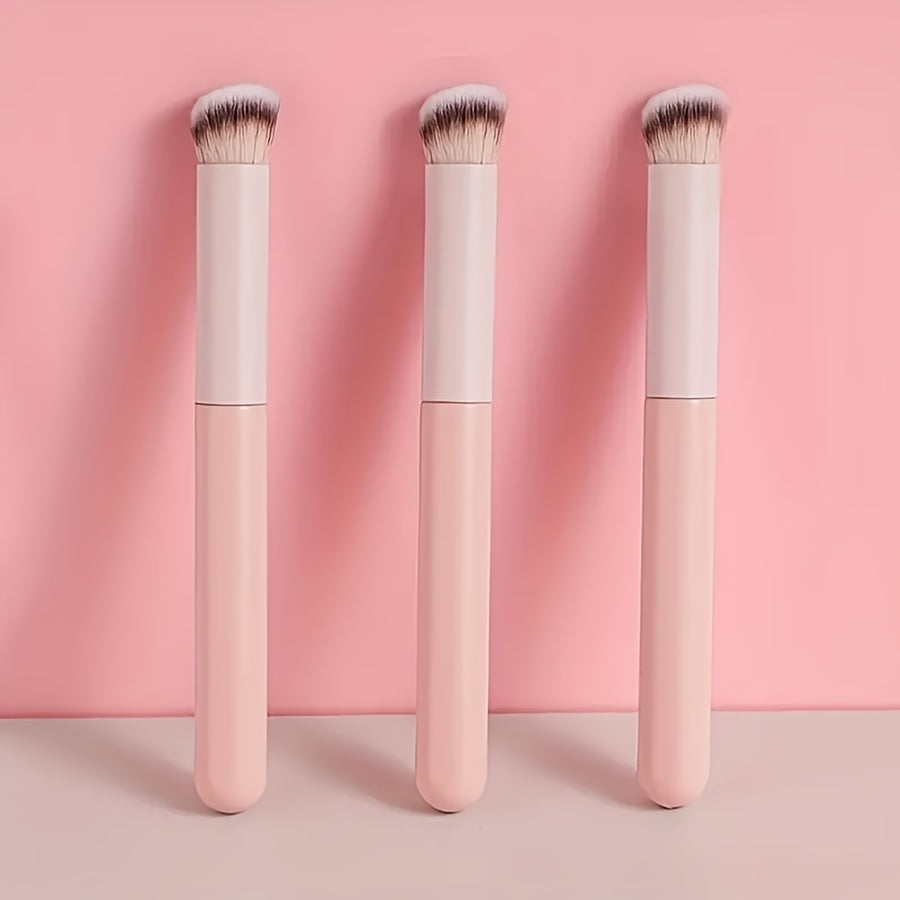 1pc Mini Beveled Flat Top Makeup Detail Brush, Multi-Functional for Concealing, Blending and Contouring Nose & Under Eyes, Gentle Scent-Free Synthetic Fibers Suitable for Every Skin Type