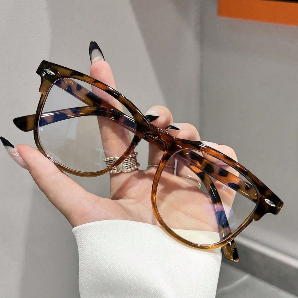 1 Pair Versatile Retro 90s Leopard Print Unisex Artistic Flat Lens Glasses – Timeless Nineties Vibe, Ideal for Daily Commuting, Reading, Gaming, TV Sessions & Stylish Women’s Fashion Accessory