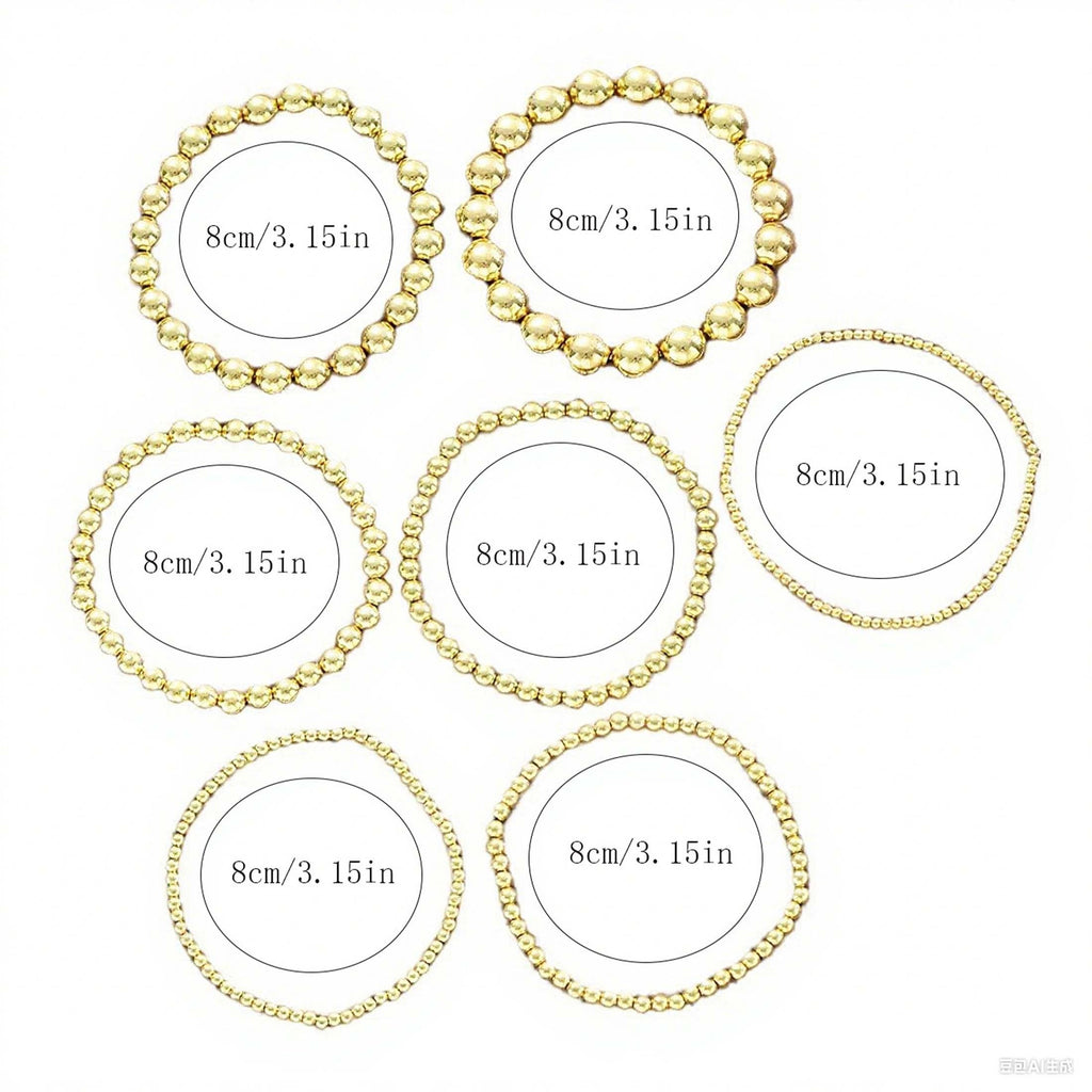 7-Piece Stackable Multifunctional Gold Bead Bracelets – Bohemian Beach Style Mix-and-Match Bead Chains, Versatile No-Outfit-Picking Design for Daily Wear, Beach Vacations & Party Gatherings