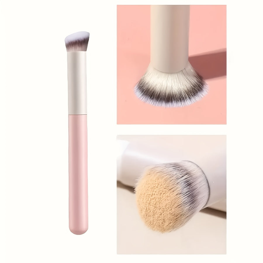 1pc Mini Beveled Flat Top Makeup Detail Brush, Multi-Functional for Concealing, Blending and Contouring Nose & Under Eyes, Gentle Scent-Free Synthetic Fibers Suitable for Every Skin Type