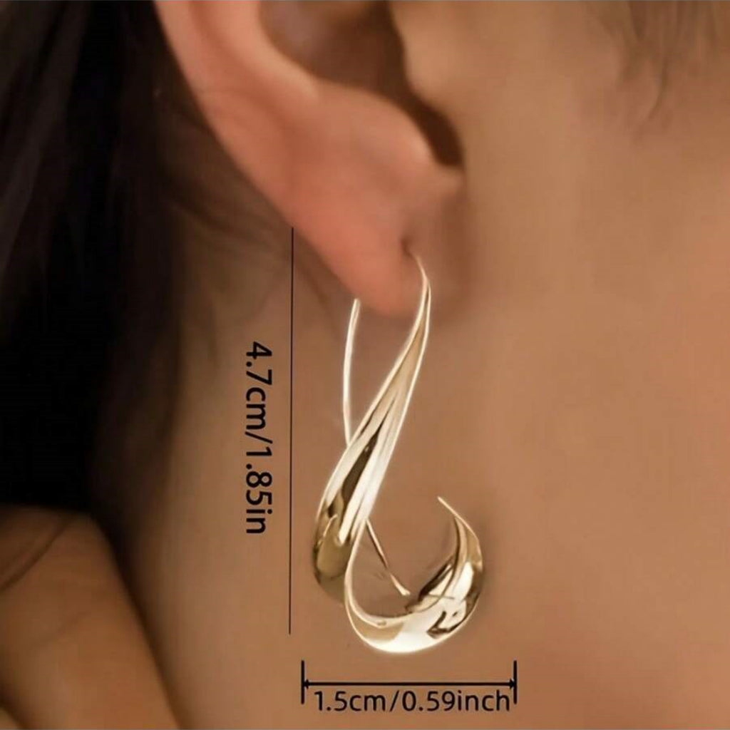 1 Pair Gold-Tone Retro Hook Earrings – Unique Irregular Design & Hypoallergenic, Bohemian-Chic Travel Souvenirs & Thoughtful Gifts for Women (Valentine’s Day, Holidays)