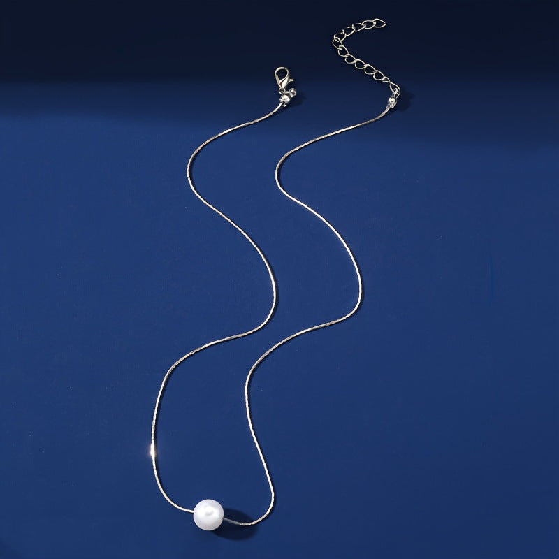 Exquisite-Clasp Pearl Beaded Necklace – Adjustable Length with Minimalist Pearl Pendant, Perfect Bridesmaid & Wedding Day Jewelry