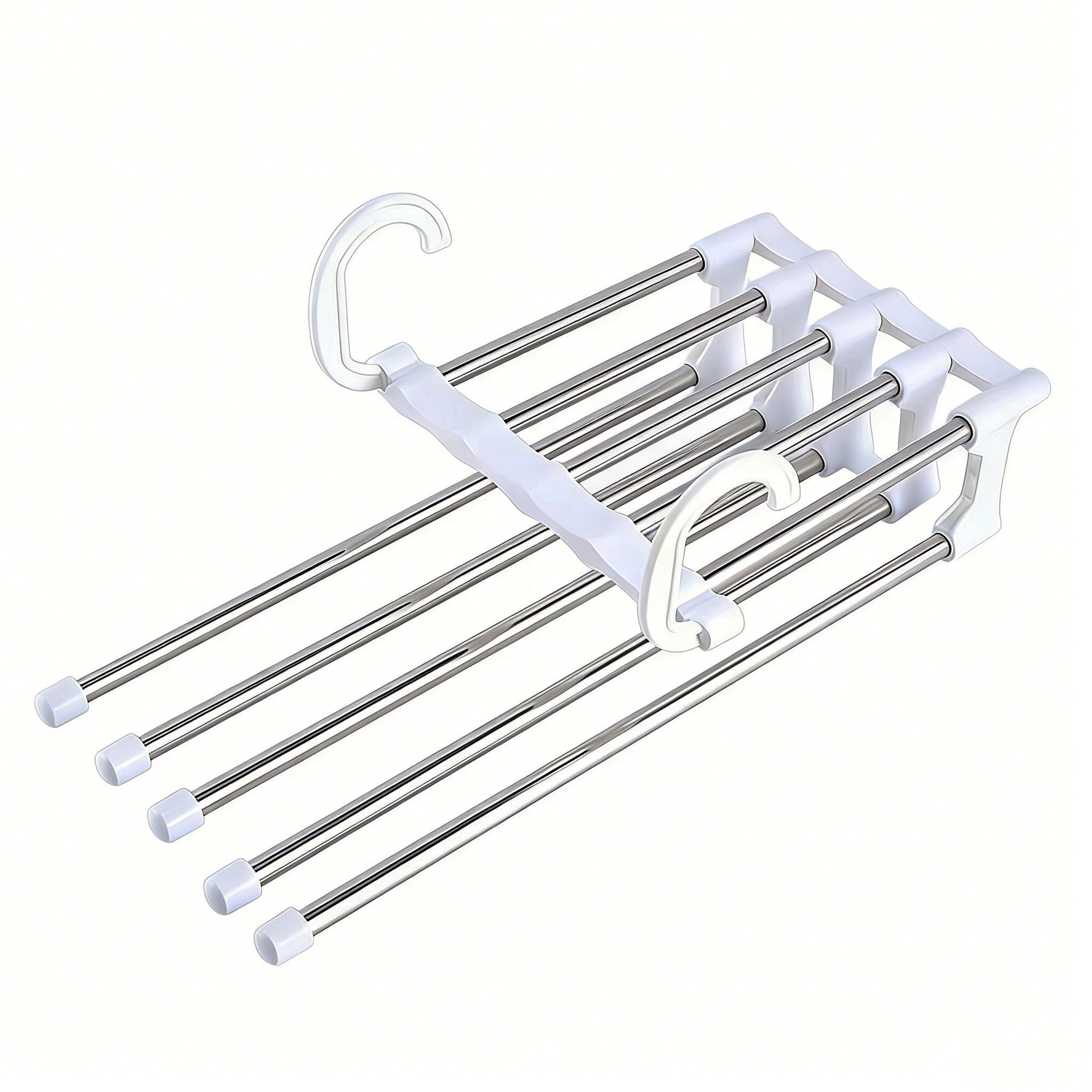 1 Pack 5 Layer Pants Hanger, Space Saving Stainless Steel Clothing Hanger, Non Slip for Jeans Trousers Leggings