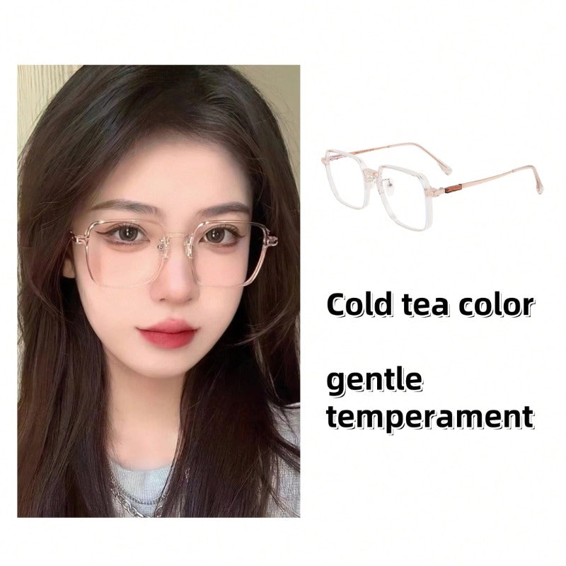 1 Piece Women Geometric Frame Casual Glasses, Transparent Lens Minimalist Eyewear, Bohemian Style for Party Beach Travel & Valentine Gifts