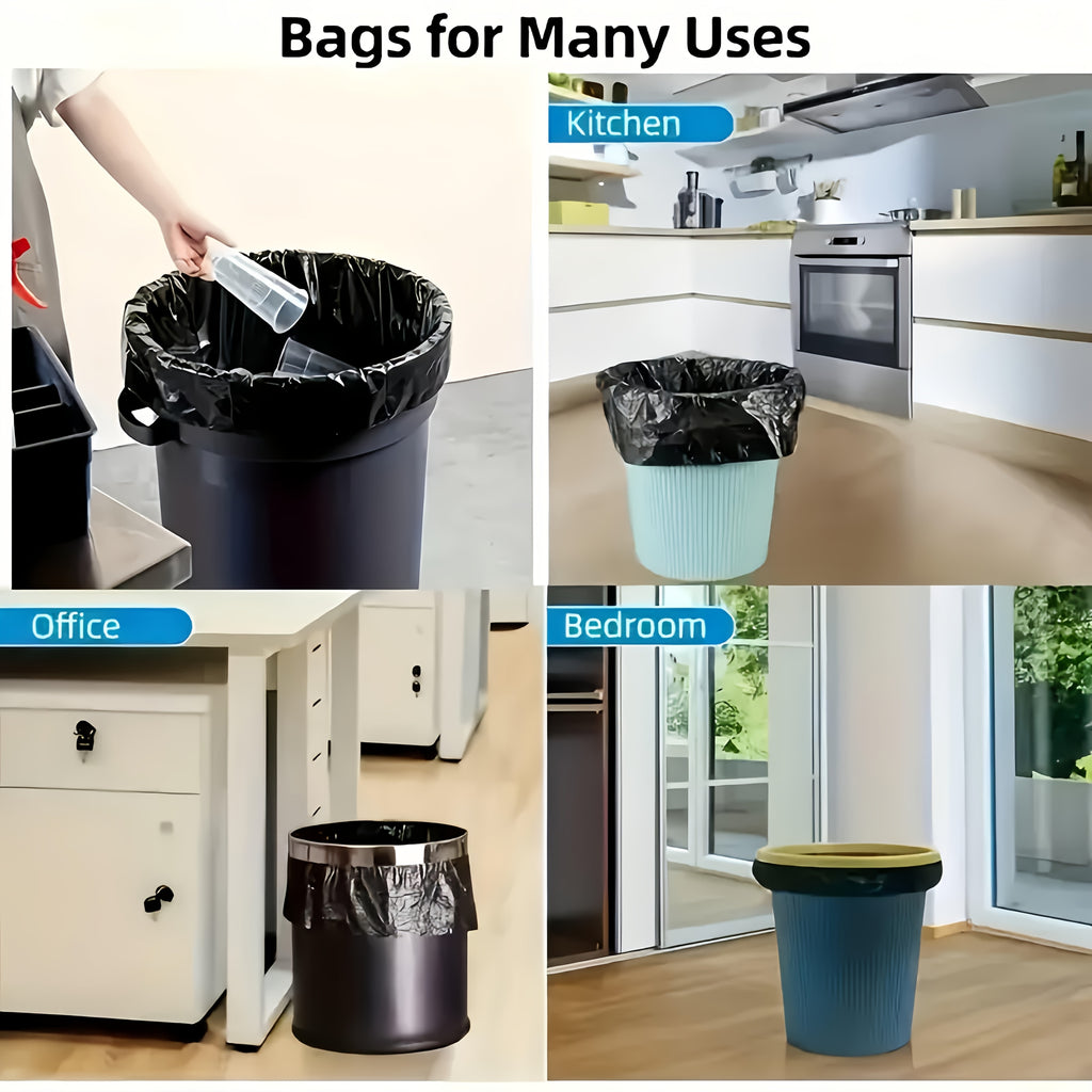 25-Piece Heavy-Duty Black Garbage Bags – Leak-Proof & Ultra-Durable Trash Bags, Convenient Waste Disposal Solution Perfect for Indoor Home, Office, Kitchen & Outdoor Use