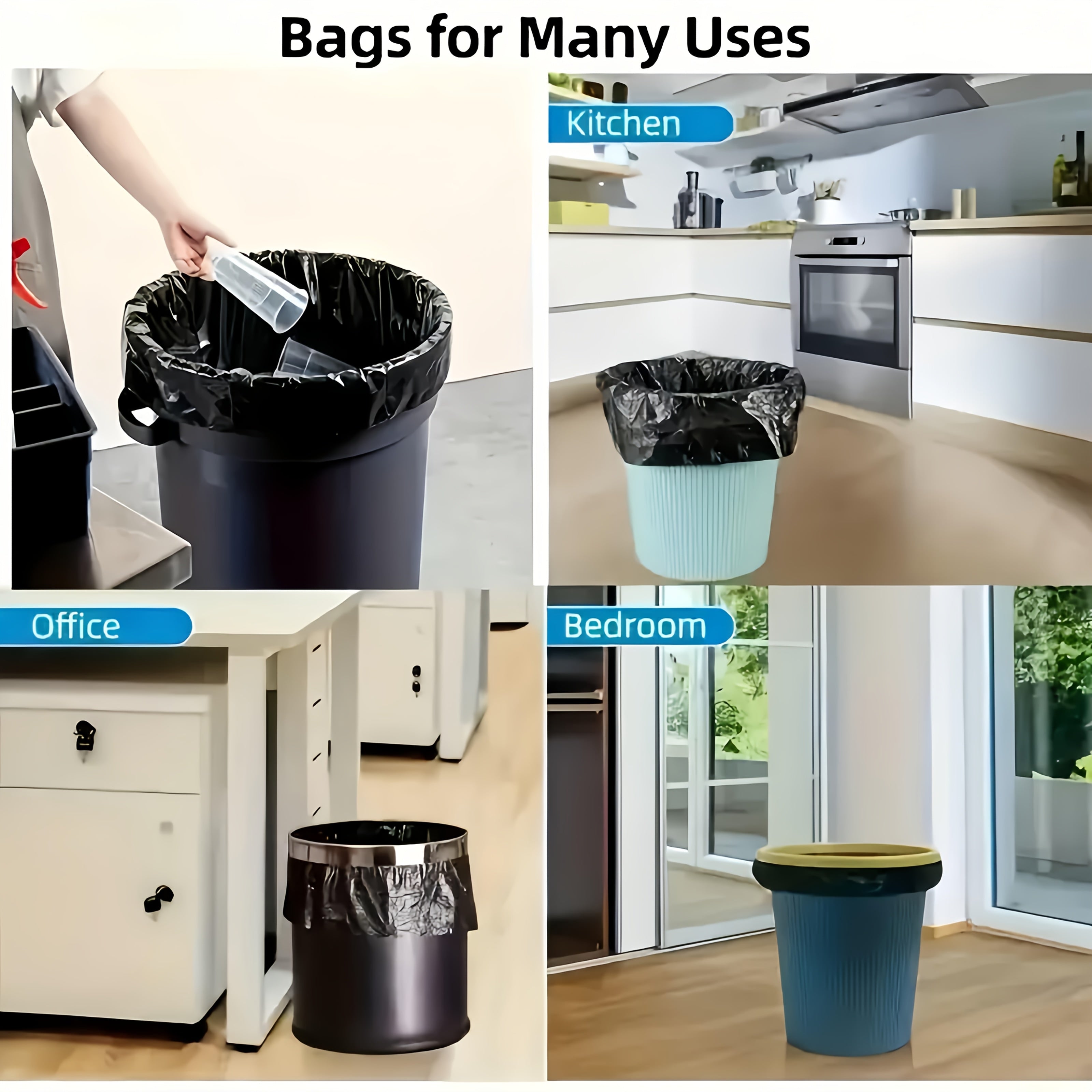 25-Piece Heavy-Duty Black Garbage Bags – Leak-Proof & Ultra-Durable Trash Bags, Convenient Waste Disposal Solution Perfect for Indoor Home, Office, Kitchen & Outdoor Use
