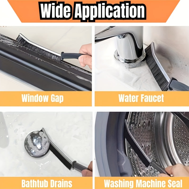 1PC Stiff Bristle Long Reach Crevice Cleaning Scrubber, Heavy Duty Dust Removing Gap Brush, Practical Household Cleaner for Window Sliding Tracks, Door Grooves, Wall Cracks & Indoor Hard Surfaces