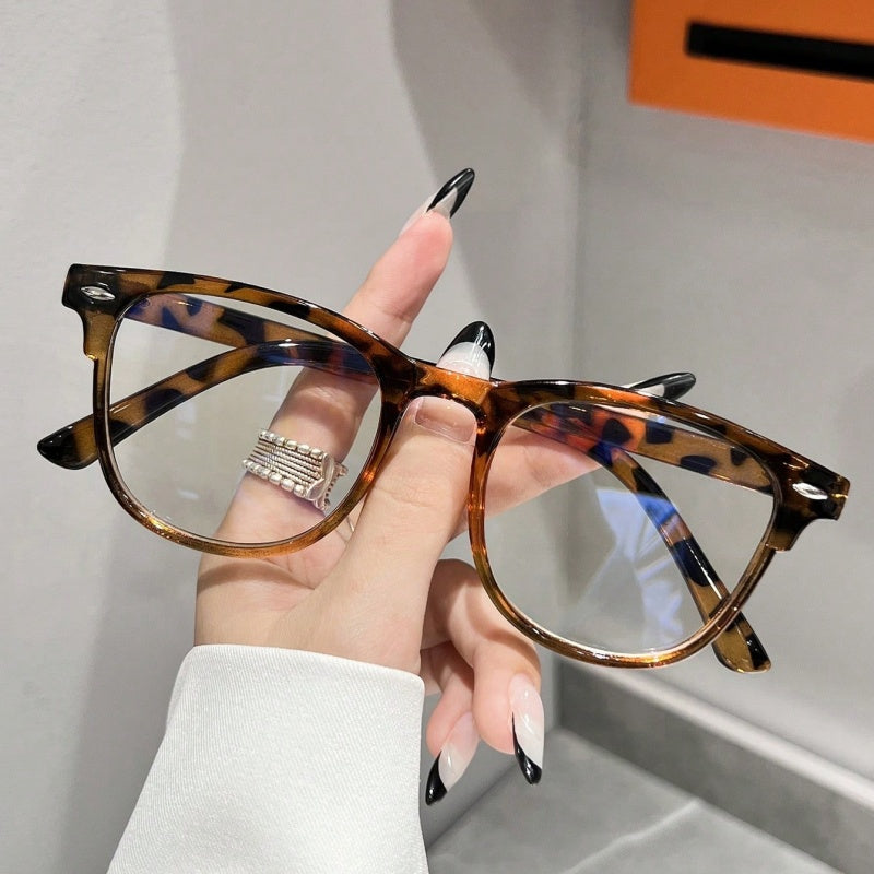 Transparent Clear Lens Geometric Glasses, Vintage Neutral Frame Eyeglasses, Trendy Accessory for Street Shot, Travel and Beach Daily Wear