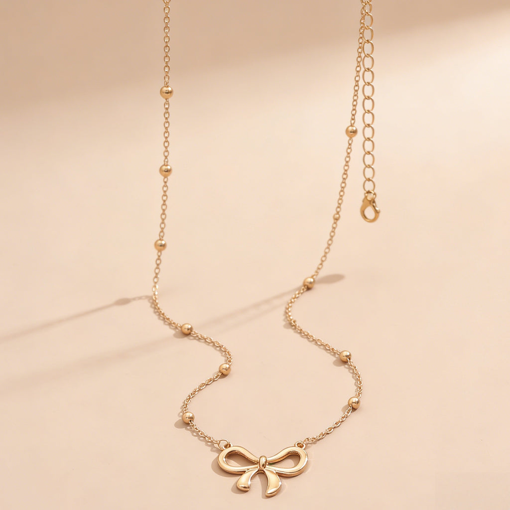 1 Piece Trendy Bow Pendant Clavicle Chain – Women’s Dainty Elegant Jewelry, Suitable for Commutes & Dates, Excellent Holiday Gift for Family and Friends