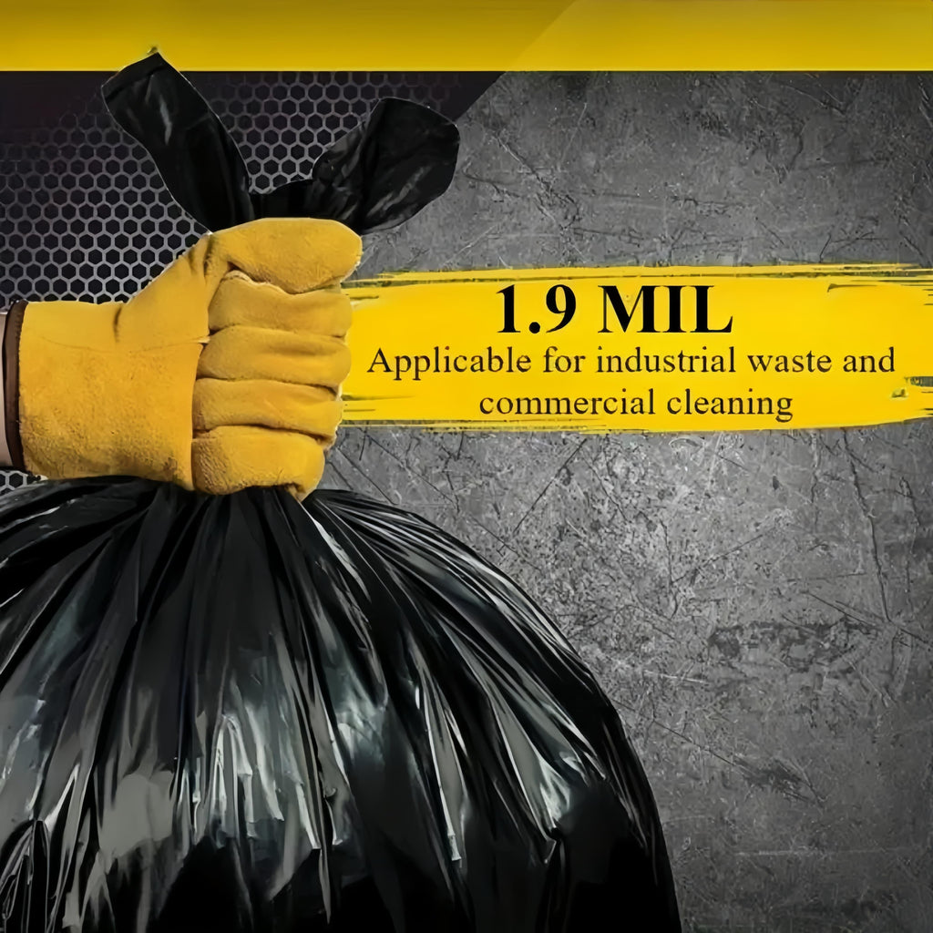 50-Piece Heavy-Duty Black Garbage Bags – Leak-Proof & Super Durable Trash Liners, Convenient Waste Disposal Solution for Indoor Home, Office, Kitchen & Outdoor Settings