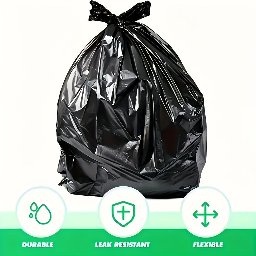 50-Piece Heavy-Duty Black Garbage Bags – Leak-Proof & Super Durable Trash Liners, Convenient Waste Disposal Solution for Indoor Home, Office, Kitchen & Outdoor Settings