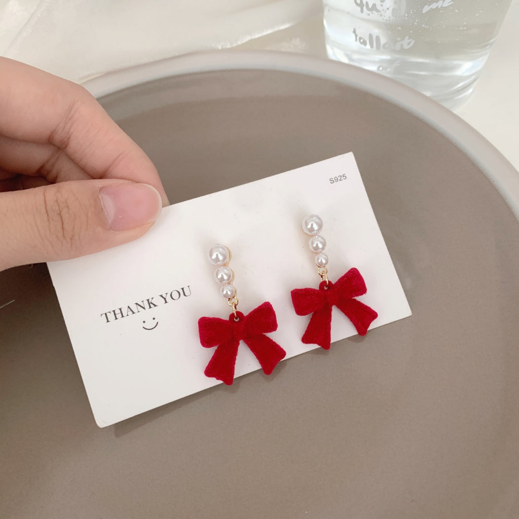 1 Pair Classic Pearl Bow Earrings, Elegant Bow Pearl Ear Jewelry, Versatile Fashion Accessories Suitable for Daily, Date, Wedding and All Kinds of Occasions