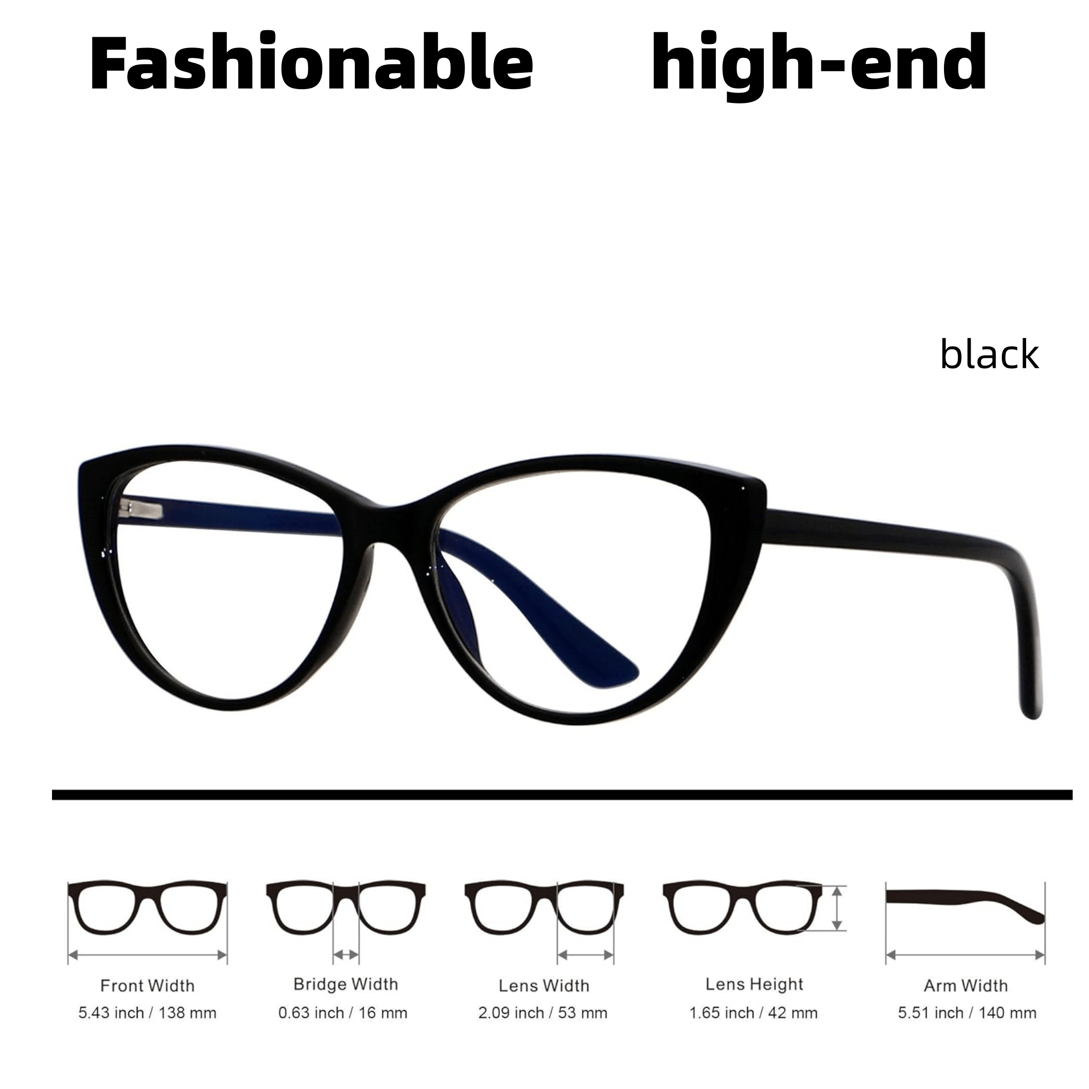 1 Pair Unisex Anti-Fatigue Cat Eye Glasses – Sleek Black Frame with Blue Light Blocking Technology, High-Definition Light Transmission, Ideal for Extended Computer, Phone & TV Viewing