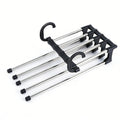 1 Pack 5 Layer Pants Hanger, Space Saving Stainless Steel Clothing Hanger, Non Slip for Jeans Trousers Leggings