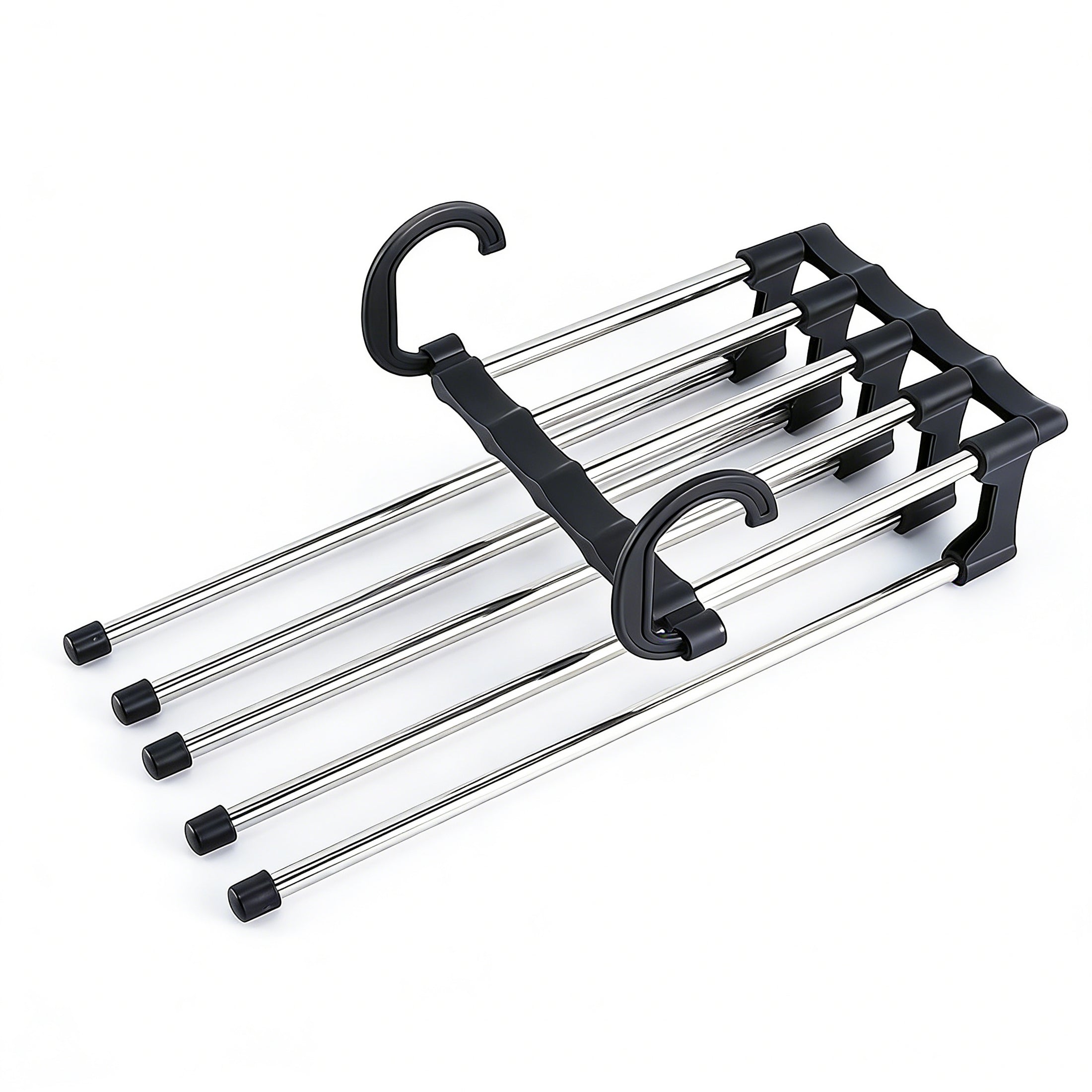 1 Pack 5 Layer Pants Hanger, Space Saving Stainless Steel Clothing Hanger, Non Slip for Jeans Trousers Leggings