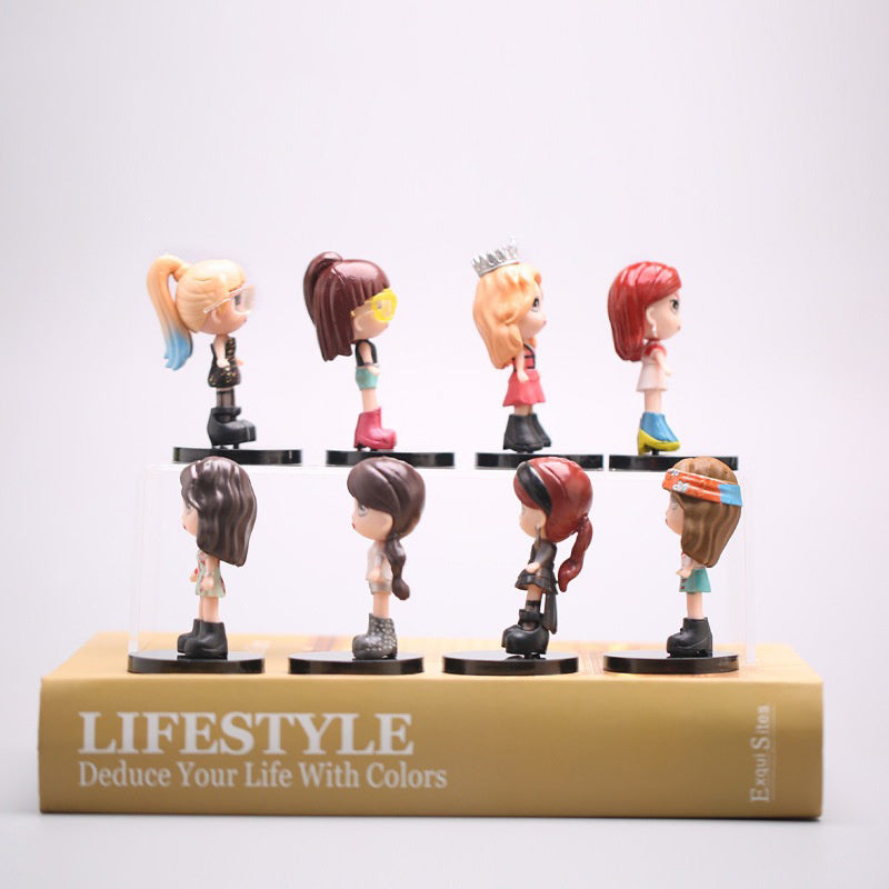 8-Pack BLACKPINK Celebrity Figurines, Gashapon Style Mini Doll Models, Decorative Statues for Table, Shelf & Cabinet Home Ornament