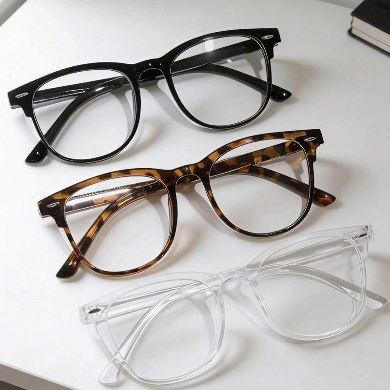 Transparent Clear Lens Geometric Glasses, Vintage Neutral Frame Eyeglasses, Trendy Accessory for Street Shot, Travel and Beach Daily Wear