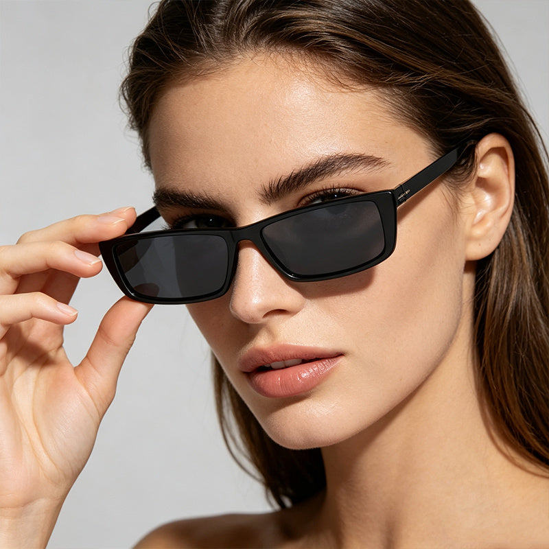 Face Slimming Y2K Small Black Frame Sunglasses 1 Pair, Low-key Exquisite Artistic Streetwear Eyewear, Fashion Sun Glasses Ideal for Photography and Daily Outfit Matching