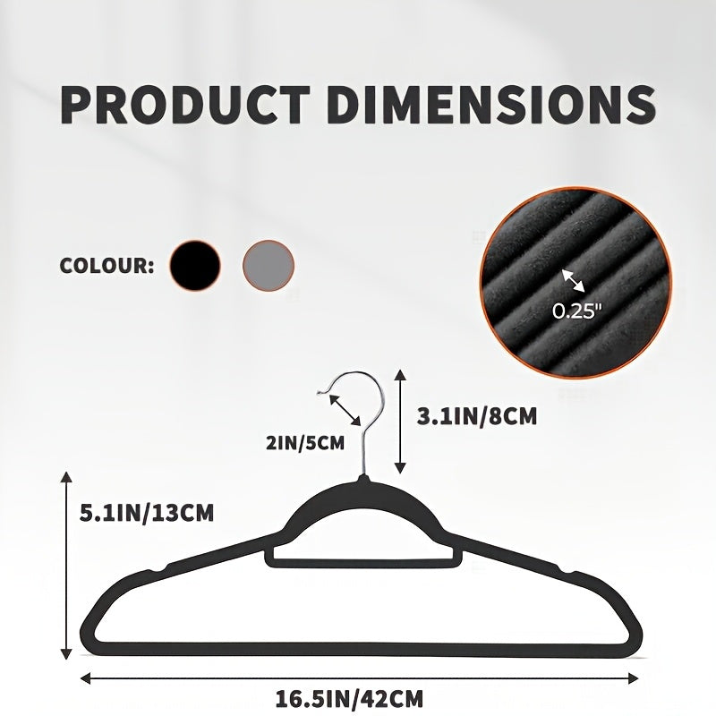 10 Pack Thickened Non-Slip Velvet Hangers with Tie Clip for Closet Storage - Ultra Thin Suit Hangers with 360° Rotating Hook, Velvet Hangers for Coats, Suits and Delicate Garments