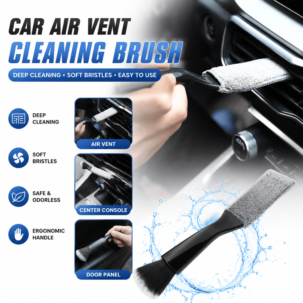 3Pcs Multi-purpose Soft Cleaning Brushes, Dual-head Brush for Car Air Vent and Interior Detailing, Reusable Manual Vehicle Cleaning Tools, Practical Car Wash Accessories for All Seasons